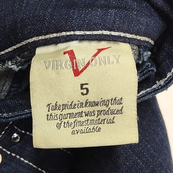 Virgin Only Embellished Metallic Thread Flare Jeans Sz 5 - Picture 9 of 10